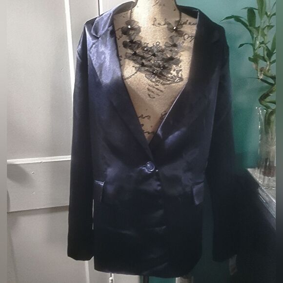 Blue Satin Blazer - Picture 3 of 8